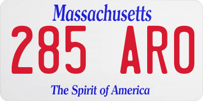 MA license plate 285AR0