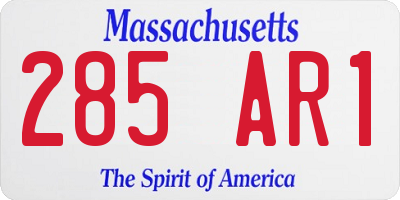 MA license plate 285AR1