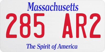 MA license plate 285AR2