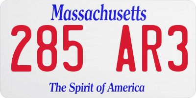 MA license plate 285AR3