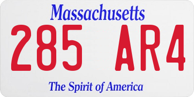 MA license plate 285AR4