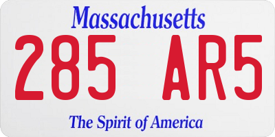 MA license plate 285AR5