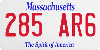 MA license plate 285AR6