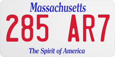 MA license plate 285AR7