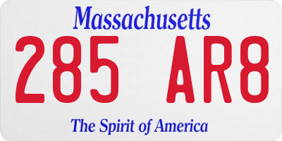 MA license plate 285AR8