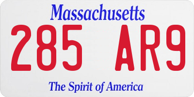 MA license plate 285AR9