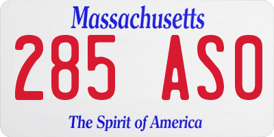 MA license plate 285AS0