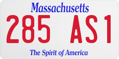MA license plate 285AS1
