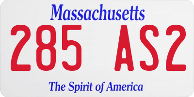 MA license plate 285AS2