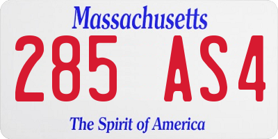MA license plate 285AS4