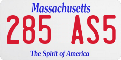 MA license plate 285AS5