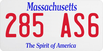 MA license plate 285AS6