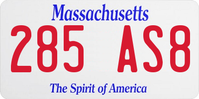 MA license plate 285AS8