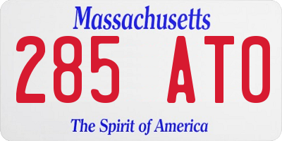 MA license plate 285AT0