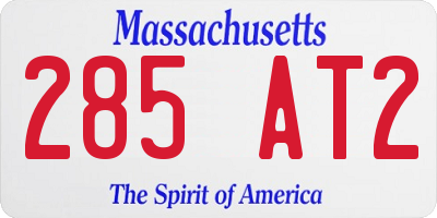 MA license plate 285AT2