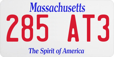 MA license plate 285AT3