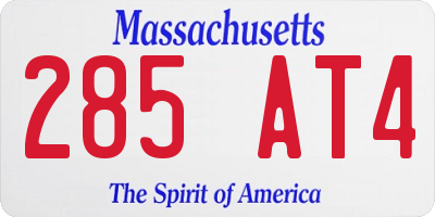 MA license plate 285AT4
