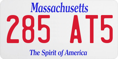 MA license plate 285AT5