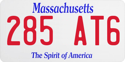 MA license plate 285AT6