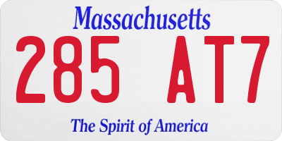 MA license plate 285AT7