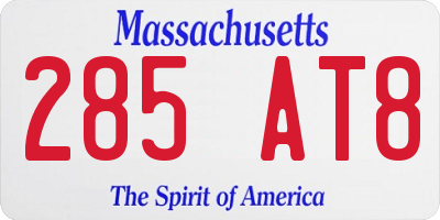 MA license plate 285AT8