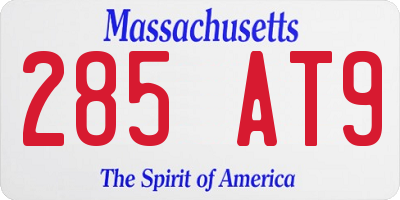 MA license plate 285AT9