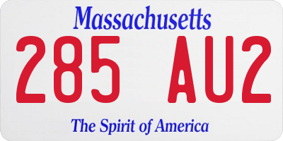 MA license plate 285AU2
