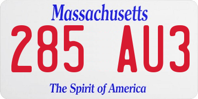 MA license plate 285AU3