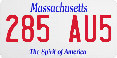 MA license plate 285AU5