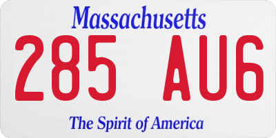 MA license plate 285AU6
