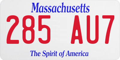 MA license plate 285AU7