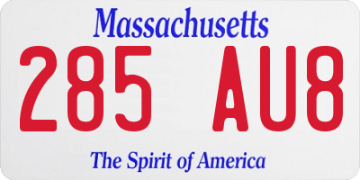 MA license plate 285AU8