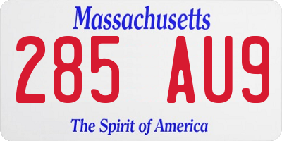 MA license plate 285AU9