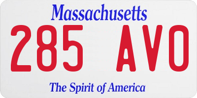 MA license plate 285AV0