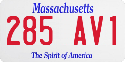 MA license plate 285AV1