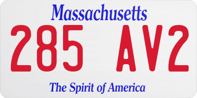 MA license plate 285AV2