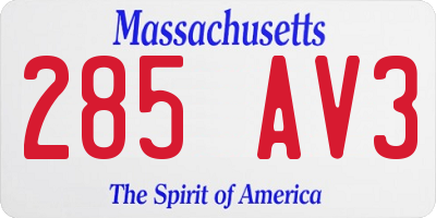 MA license plate 285AV3