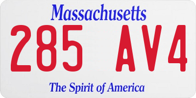 MA license plate 285AV4
