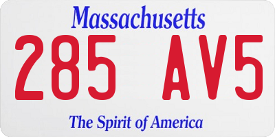 MA license plate 285AV5