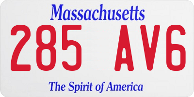 MA license plate 285AV6