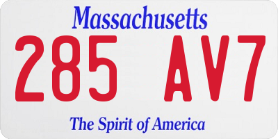 MA license plate 285AV7