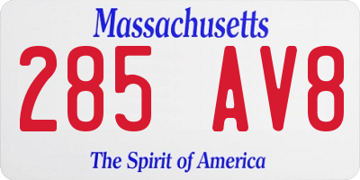 MA license plate 285AV8