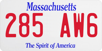 MA license plate 285AW6