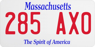 MA license plate 285AX0
