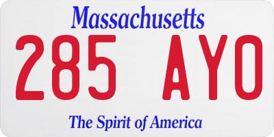 MA license plate 285AY0