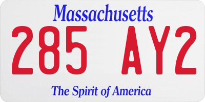 MA license plate 285AY2