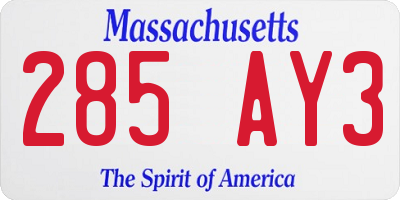 MA license plate 285AY3