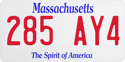 MA license plate 285AY4