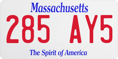 MA license plate 285AY5