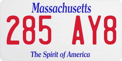 MA license plate 285AY8